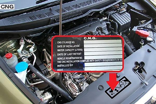 CNG Cylinder Compliance Plate